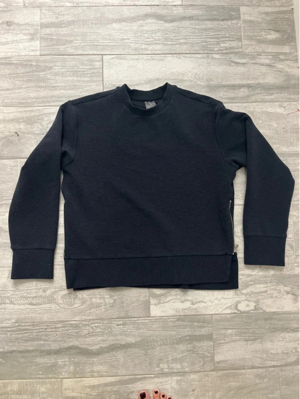 Calia Black Dark Gray Ribbed Sweatshirt